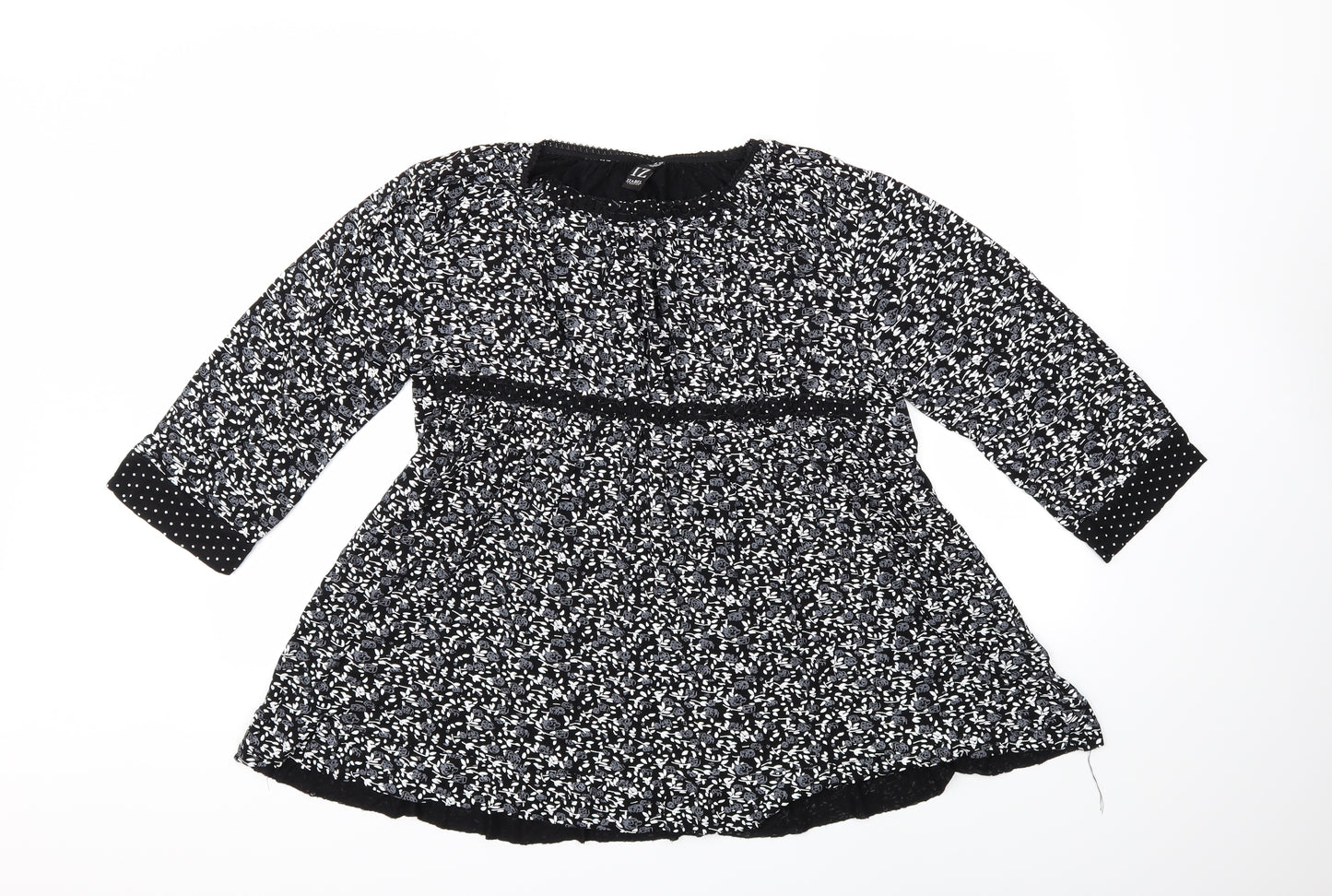 Izabelle Womens Black Floral  Basic T-Shirt Size 18