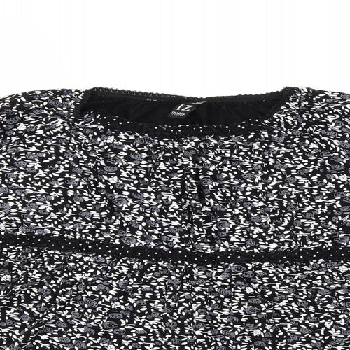 Izabelle Womens Black Floral  Basic T-Shirt Size 18
