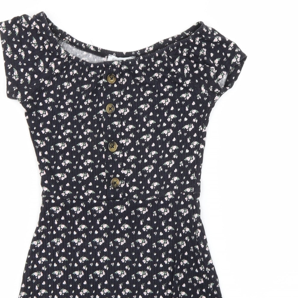 Primark Girls Blue Floral  A-Line  Size 9-10 Years
