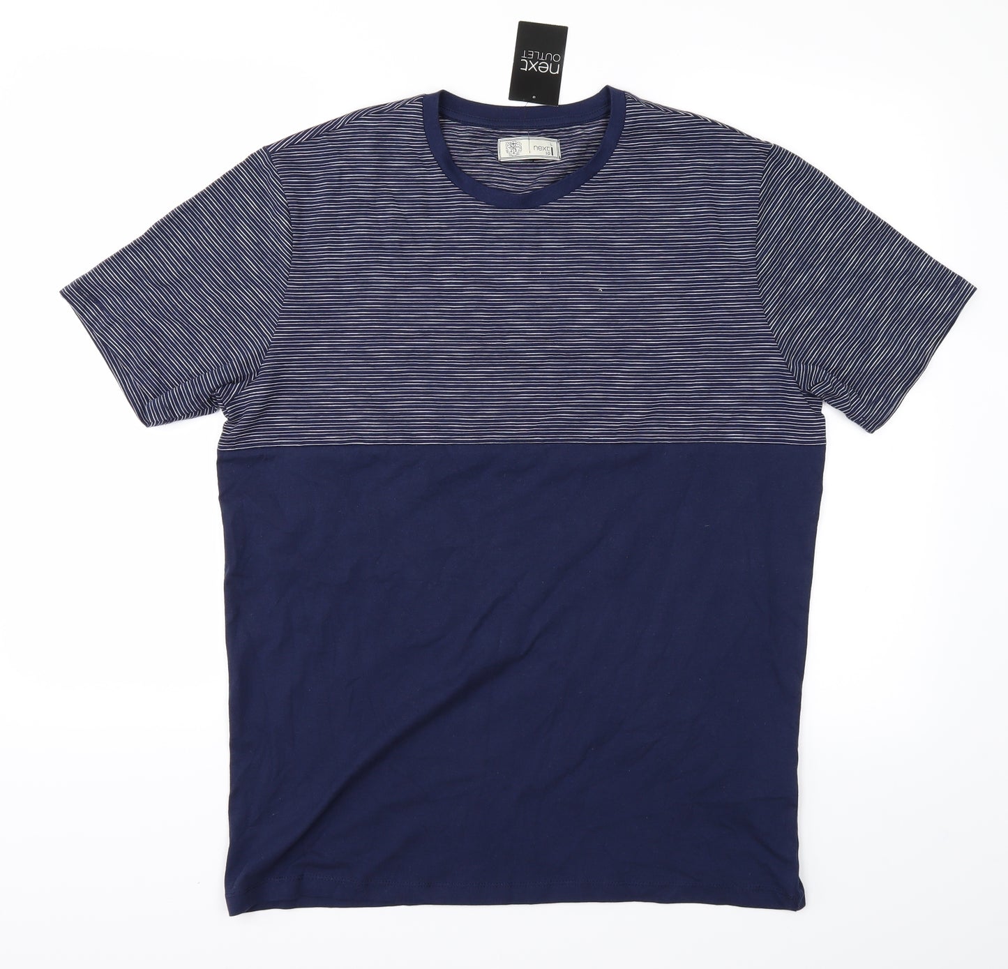 NEXT Mens Blue Striped   T-Shirt Size L