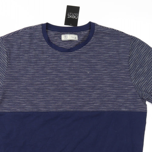 NEXT Mens Blue Striped   T-Shirt Size L