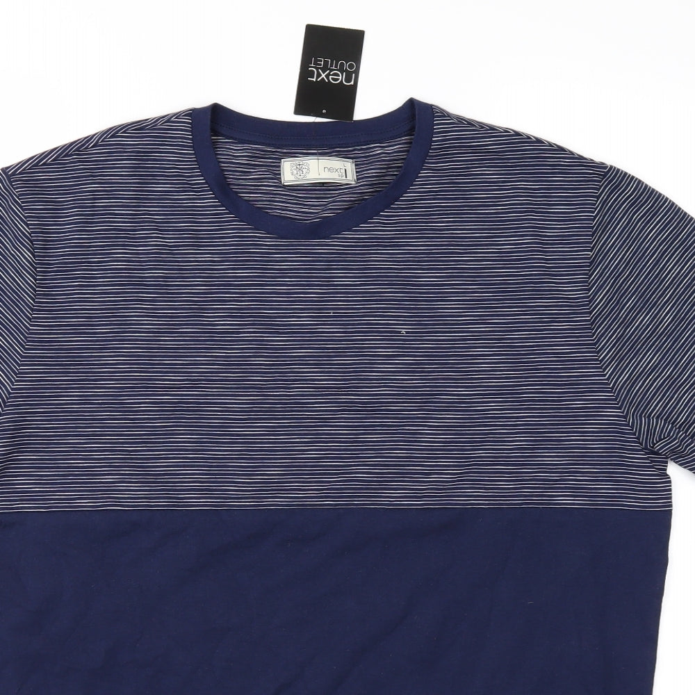 NEXT Mens Blue Striped   T-Shirt Size L