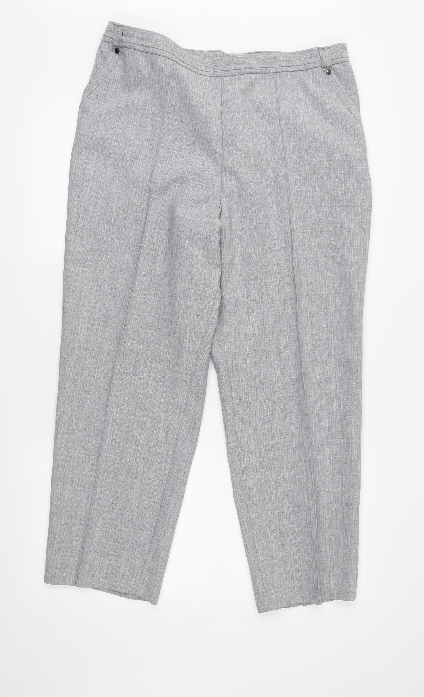 M&S Womens Grey   Cropped Trousers Size 16 L26 in