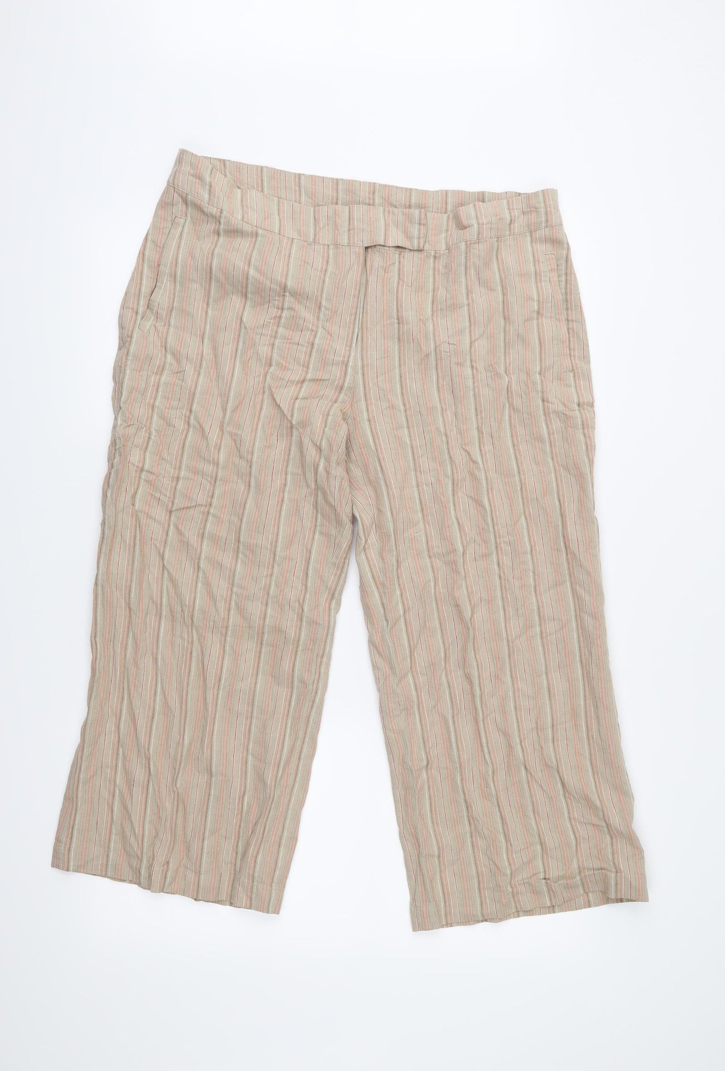 Atmosphere Womens Beige Striped  Cropped Trousers Size 16 L22 in
