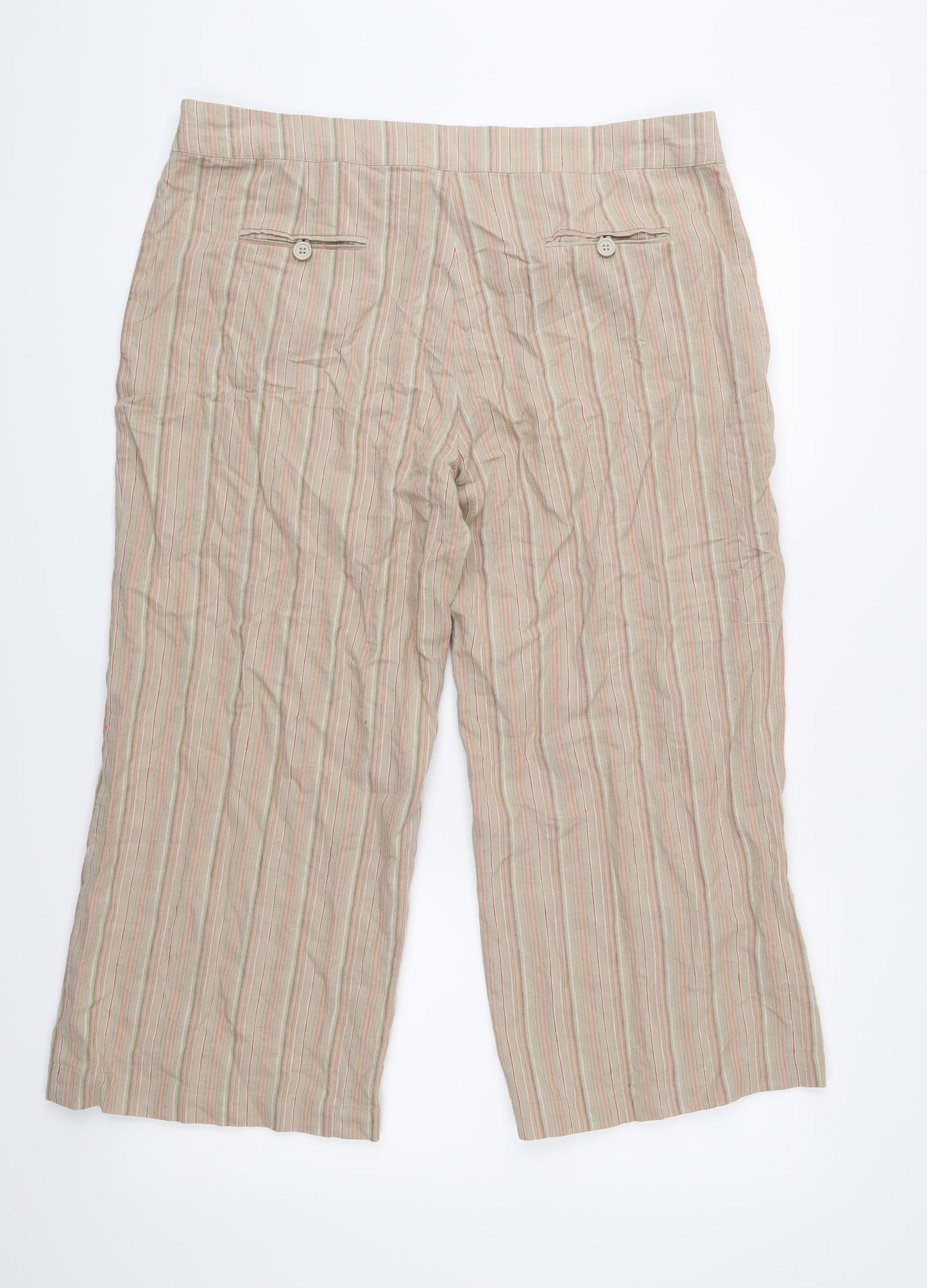 Atmosphere Womens Beige Striped  Cropped Trousers Size 16 L22 in