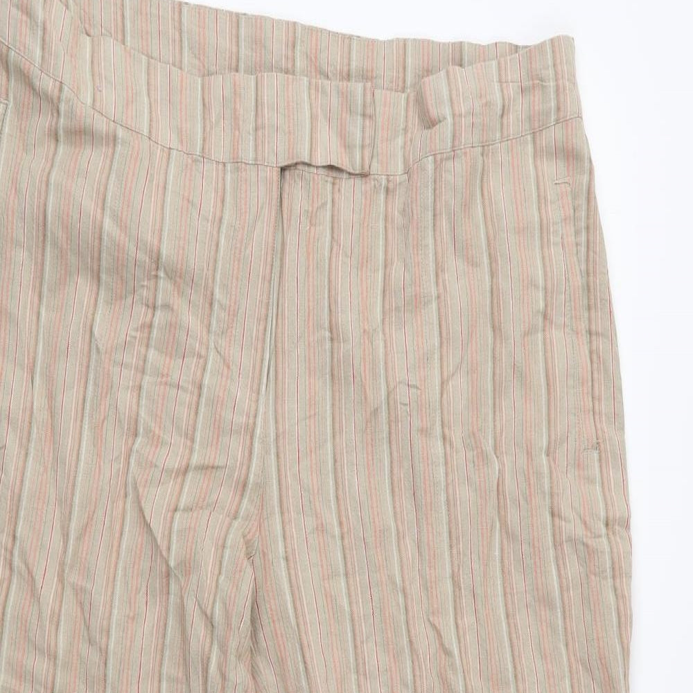 Atmosphere Womens Beige Striped  Cropped Trousers Size 16 L22 in