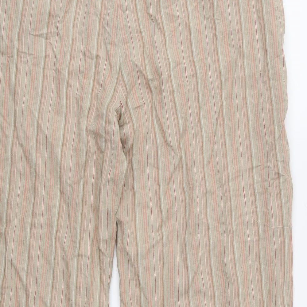 Atmosphere Womens Beige Striped  Cropped Trousers Size 16 L22 in