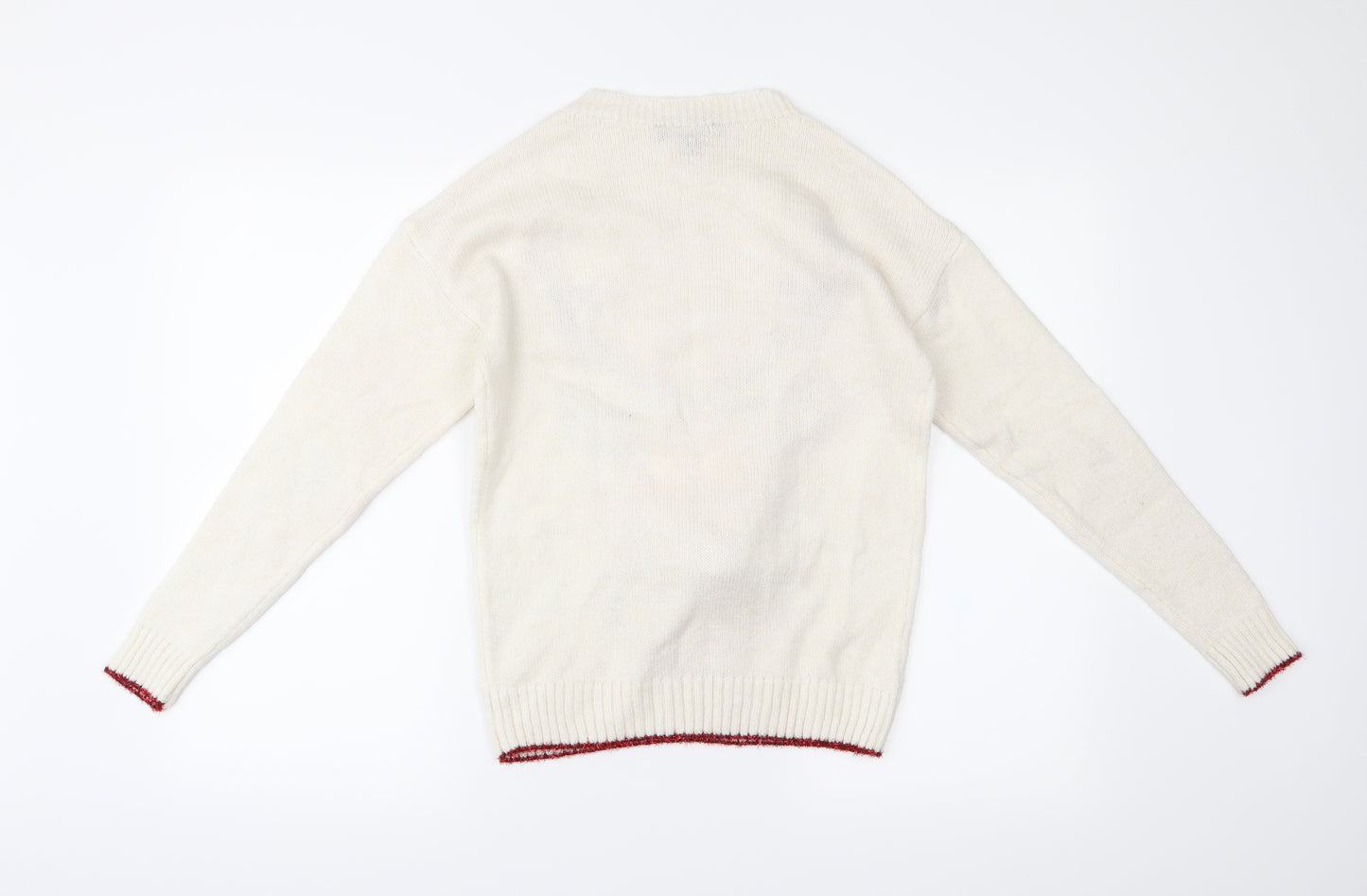 Primark Womens White   Pullover Jumper Size 4  - Christmas