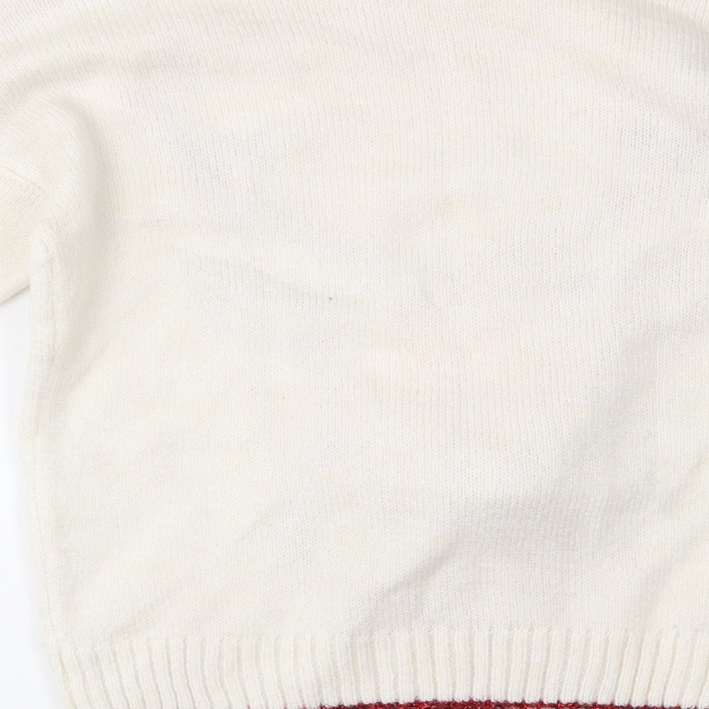 Primark Womens White   Pullover Jumper Size 4  - Christmas