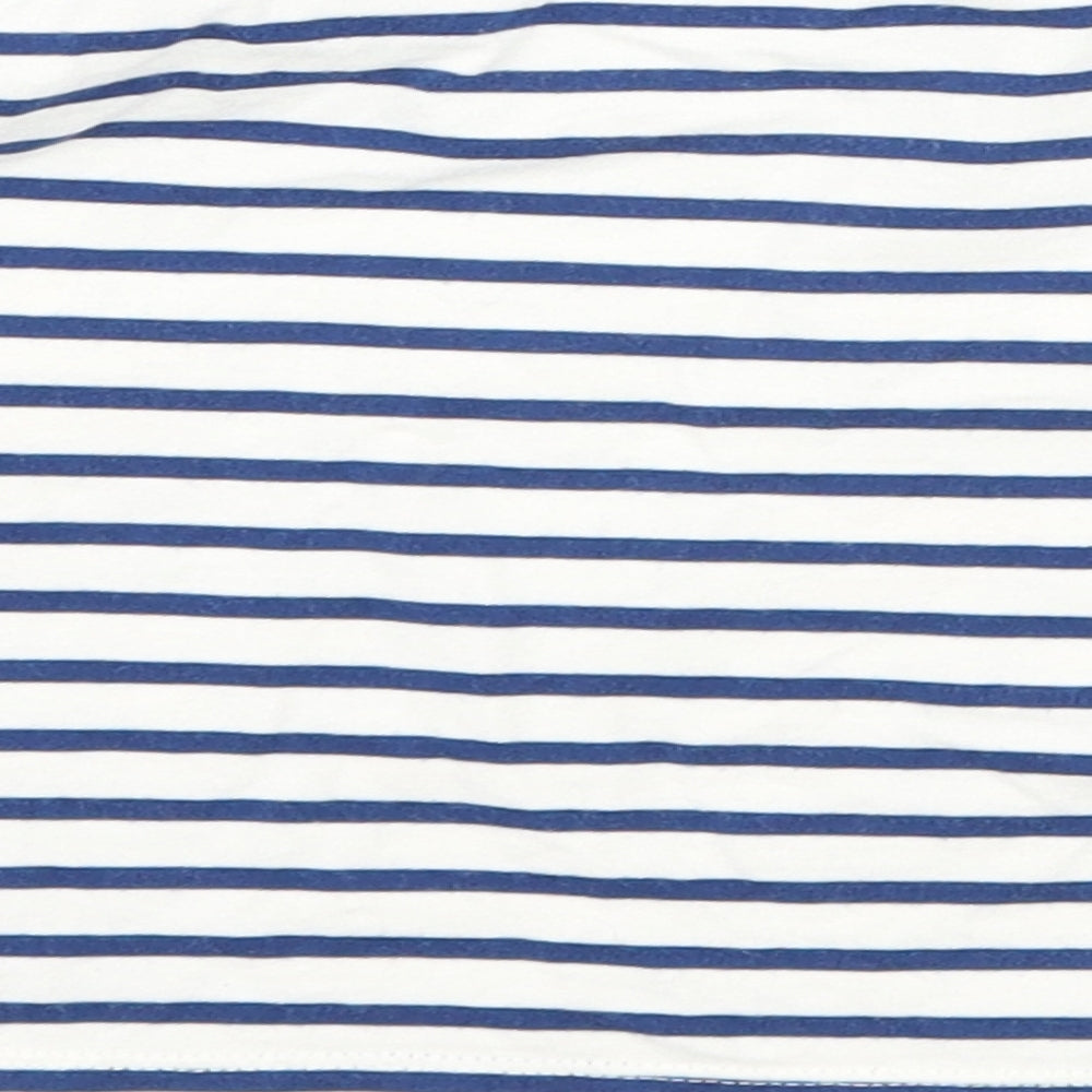John Lewis Girls White Striped  Basic T-Shirt Size 12-18 Months  - animals