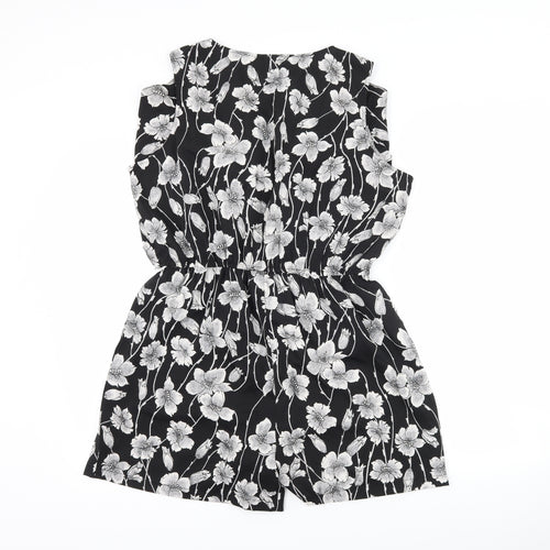 Golddigga Womens Black Floral  Playsuit One-Piece Size 14