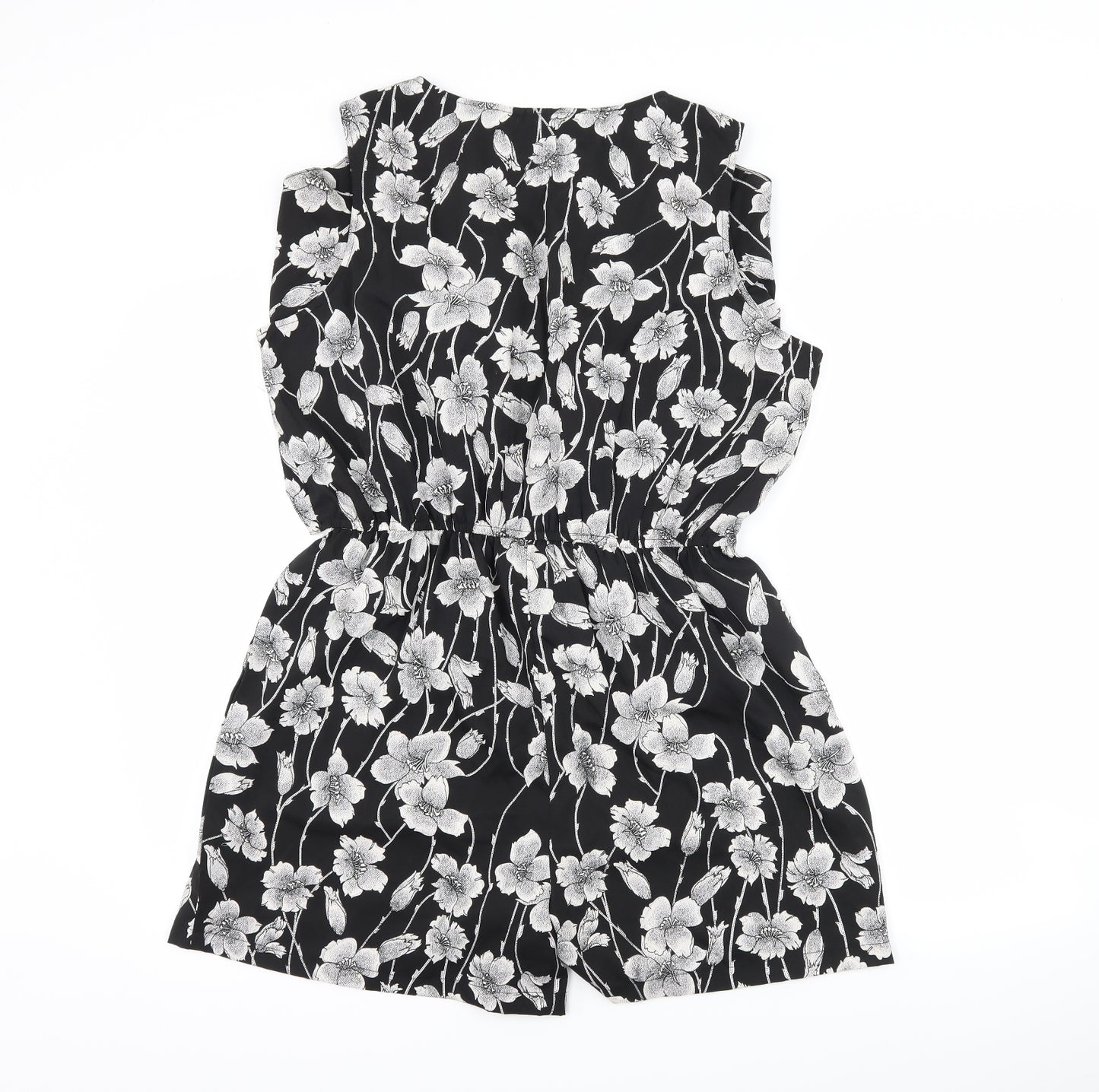 Golddigga Womens Black Floral  Playsuit One-Piece Size 14