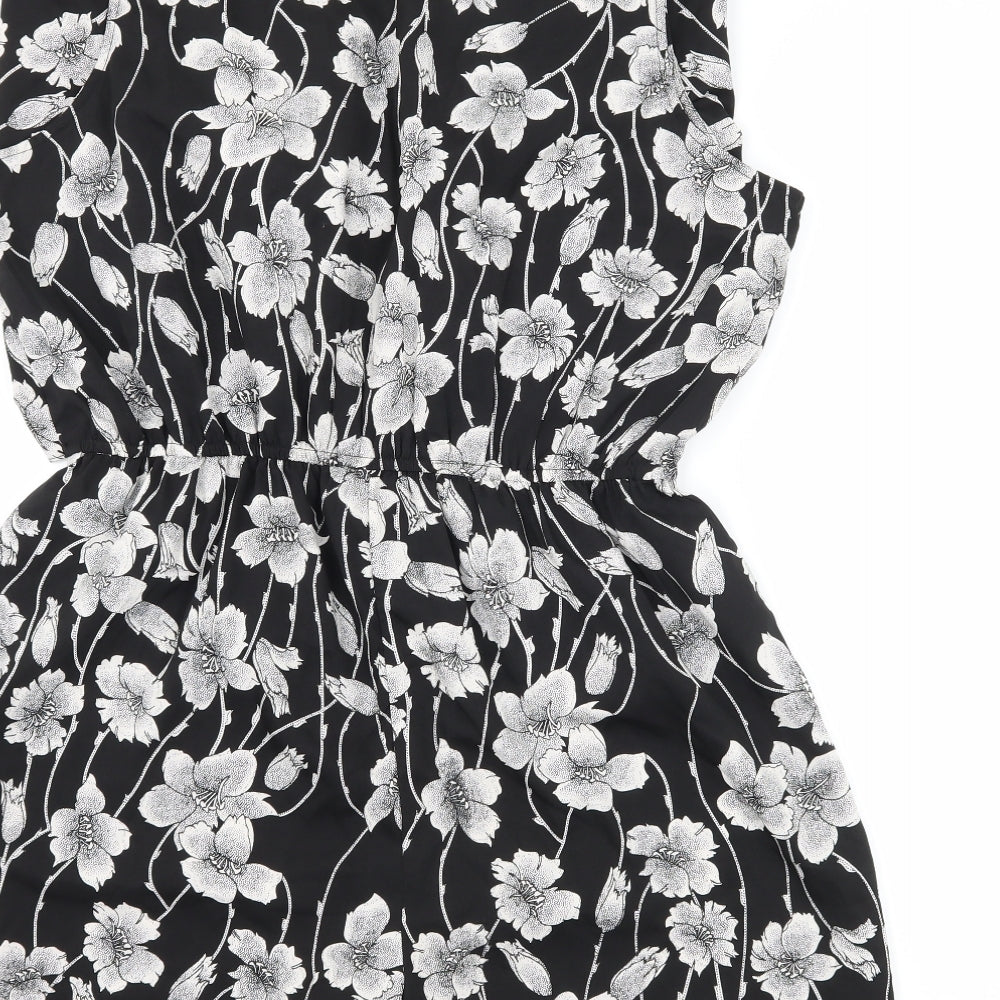 Golddigga Womens Black Floral  Playsuit One-Piece Size 14