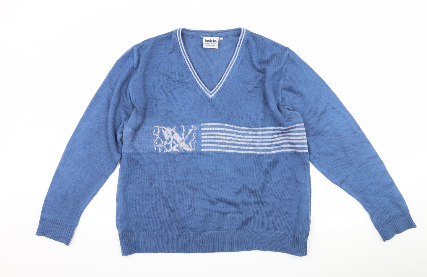 Invicta Mens Blue Striped  Pullover Jumper Size M