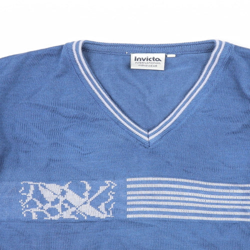 Invicta Mens Blue Striped  Pullover Jumper Size M