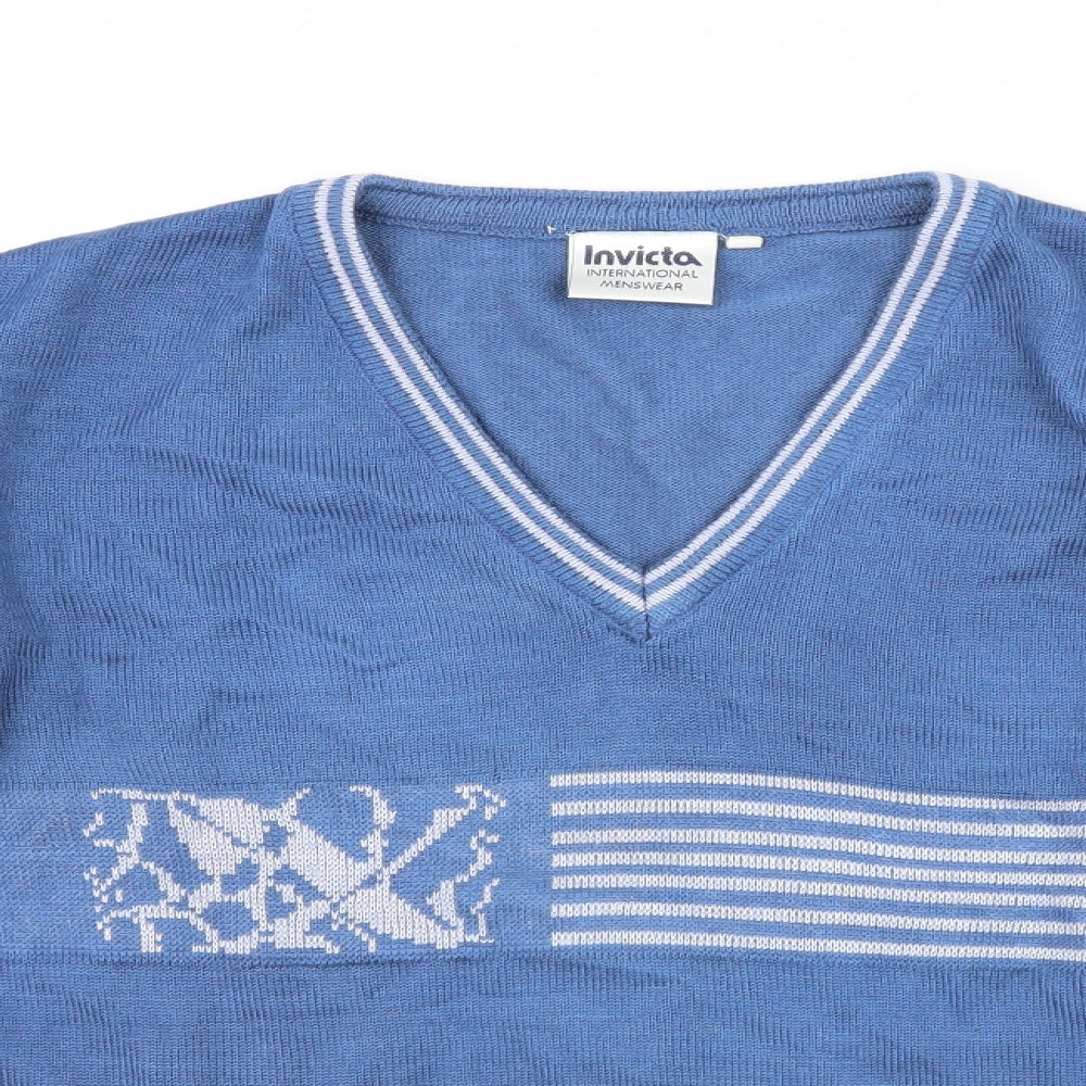 Invicta Mens Blue Striped  Pullover Jumper Size M