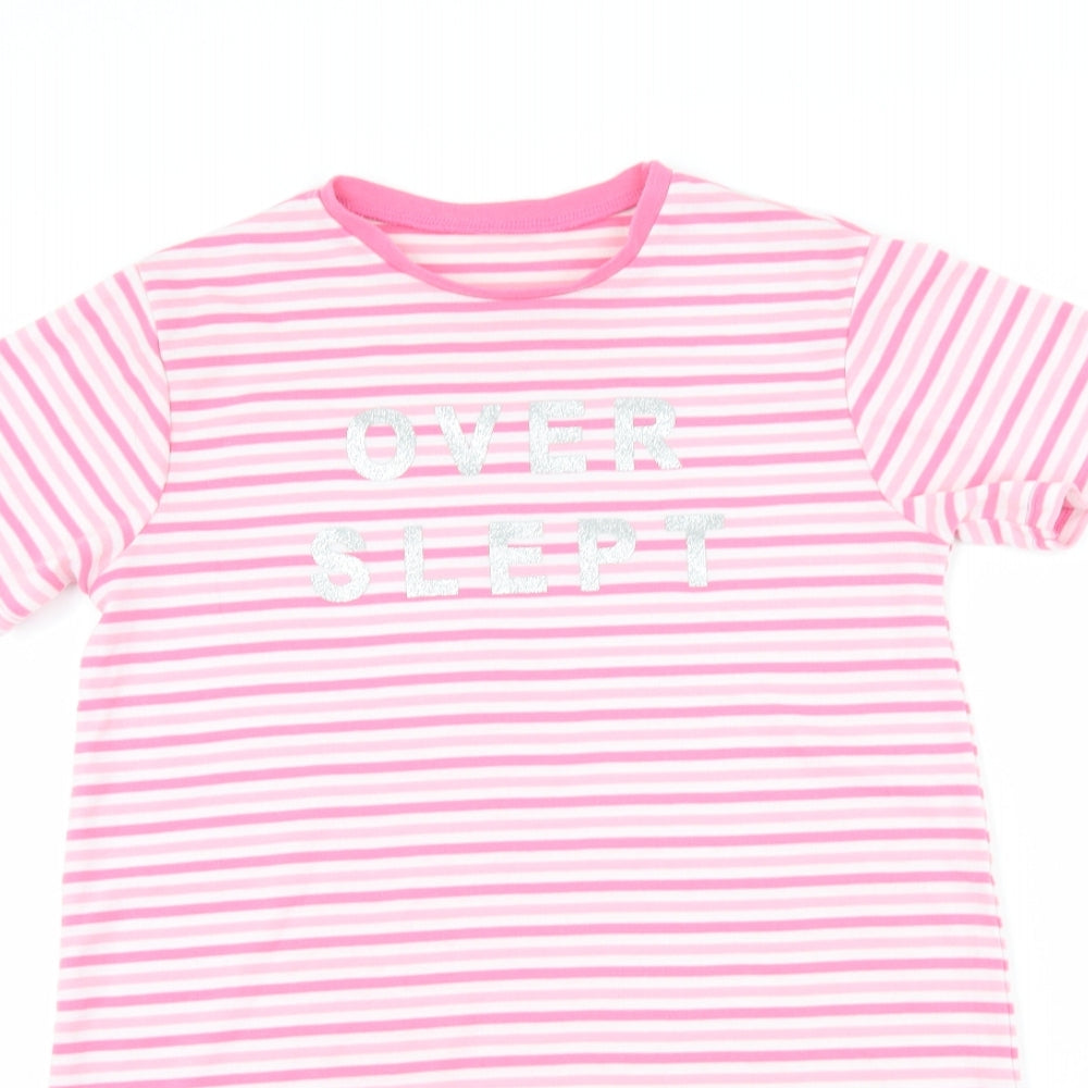 George Girls Pink Striped  Top Gown Size 9-10 Years  - Slogan