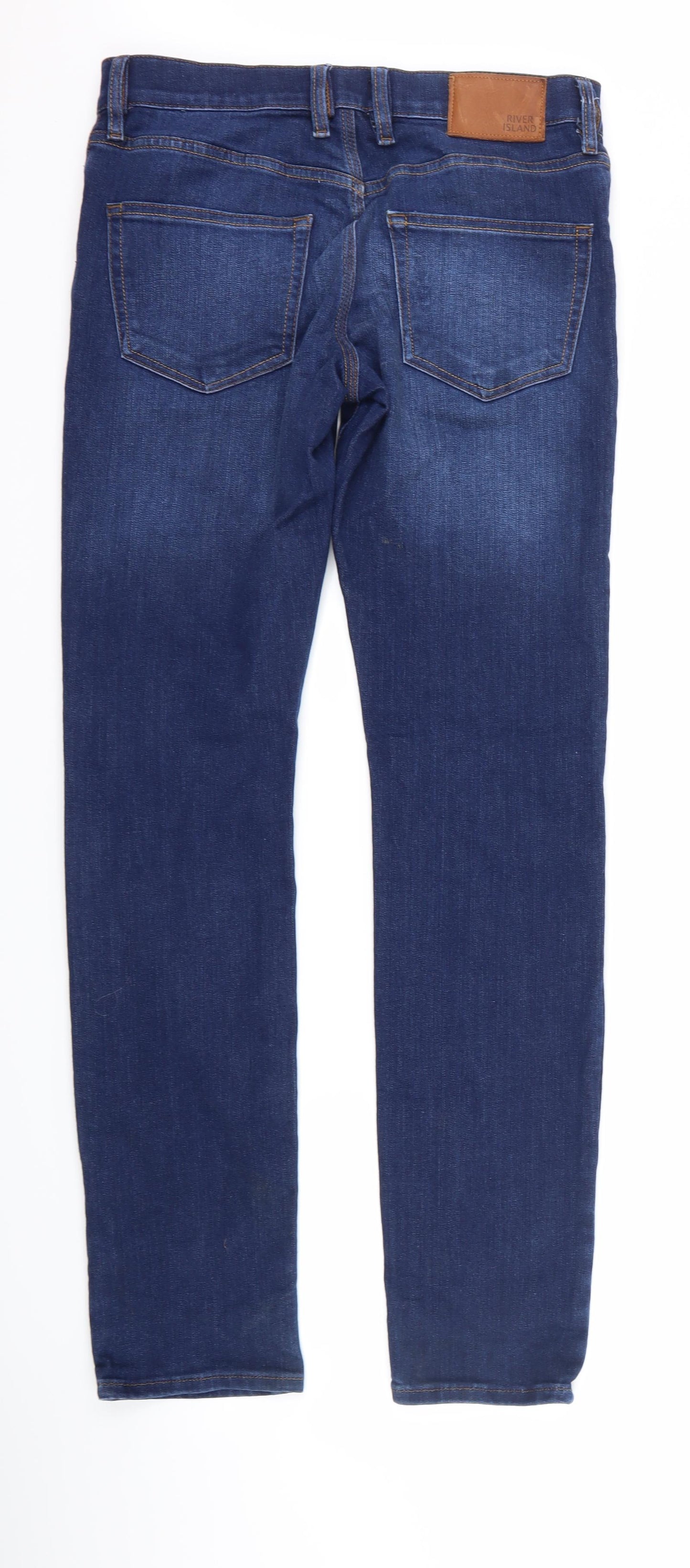 River Island Mens Blue  Denim Straight Jeans Size 28 L34 in