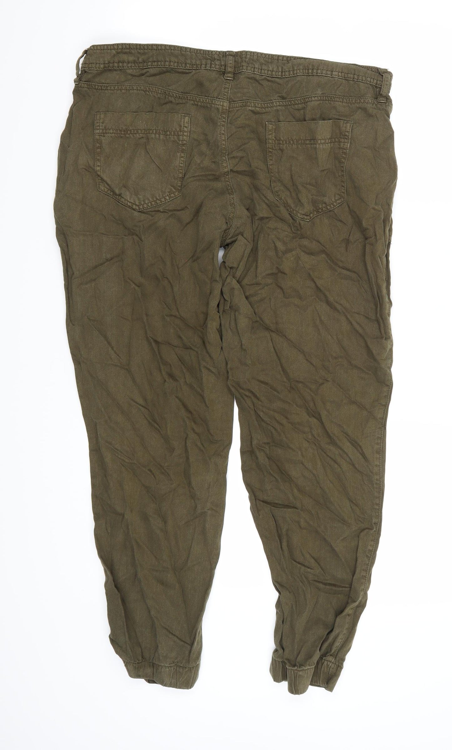F&F Womens Green  Denim Cargo Trousers Size 14 L26 in
