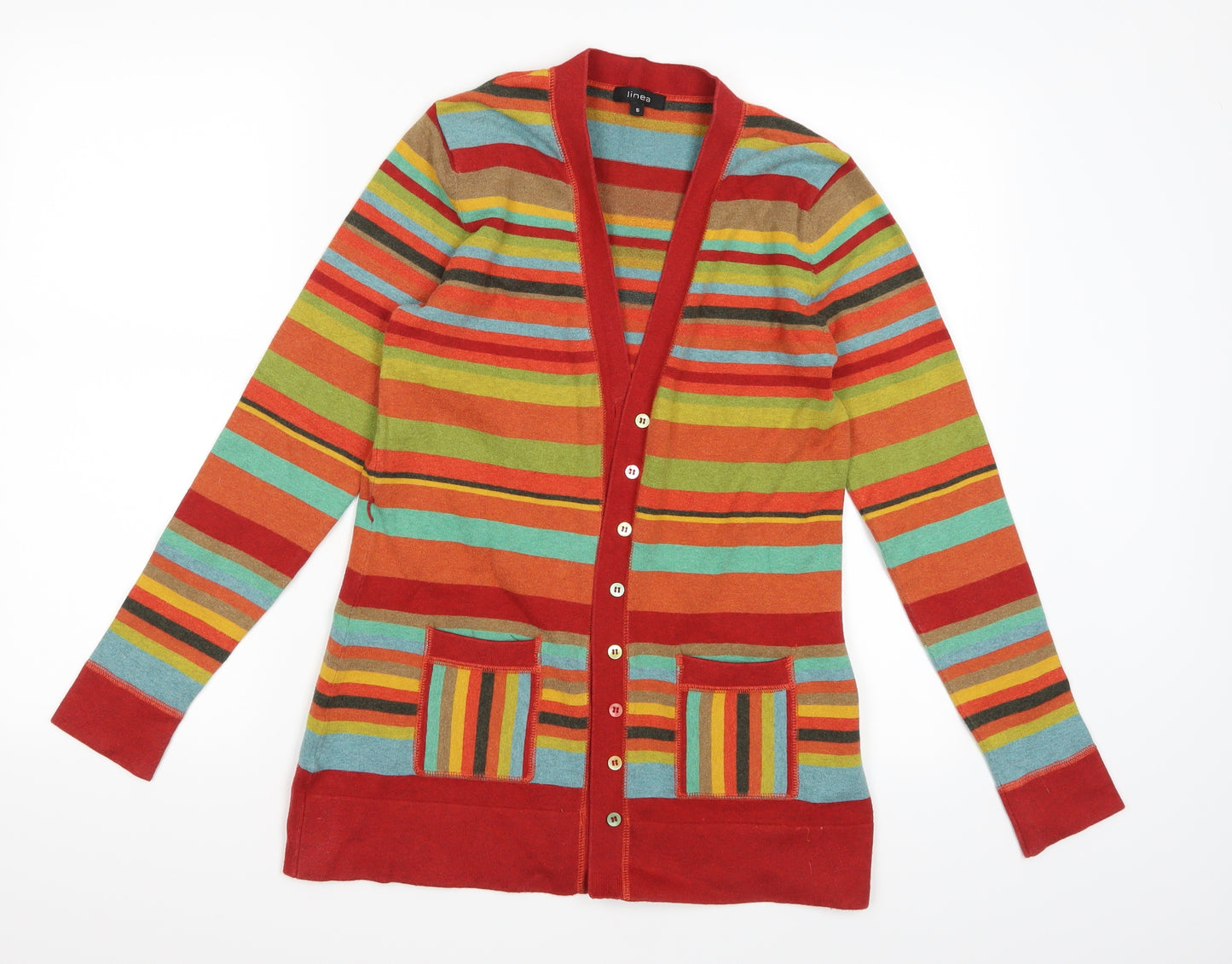 Linea Womens Multicoloured Striped  Cardigan Jumper Size S