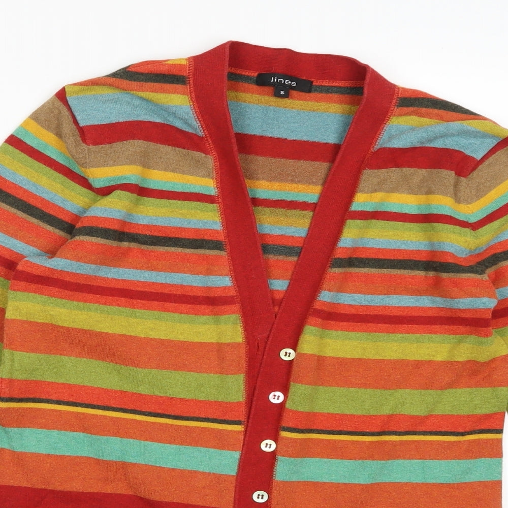 Linea Womens Multicoloured Striped  Cardigan Jumper Size S