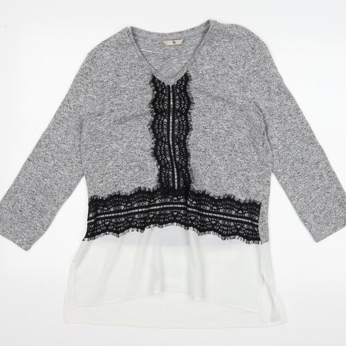 TU Womens Grey  Knit Pullover Jumper Size 12