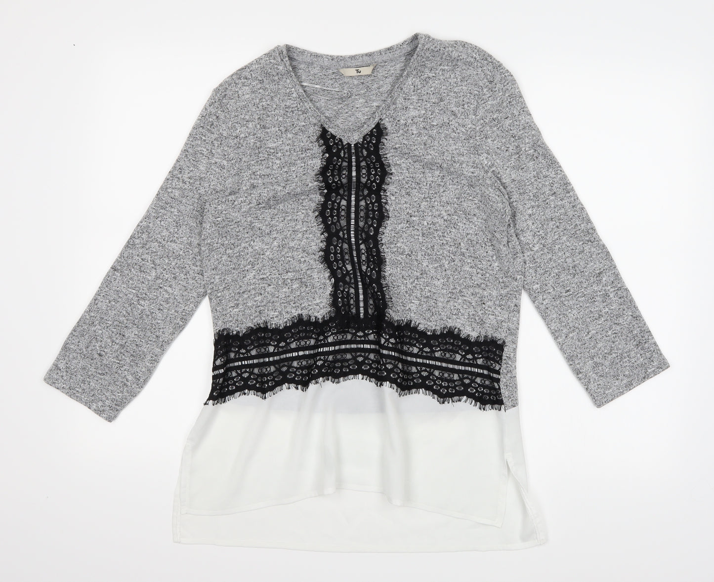 TU Womens Grey  Knit Pullover Jumper Size 12