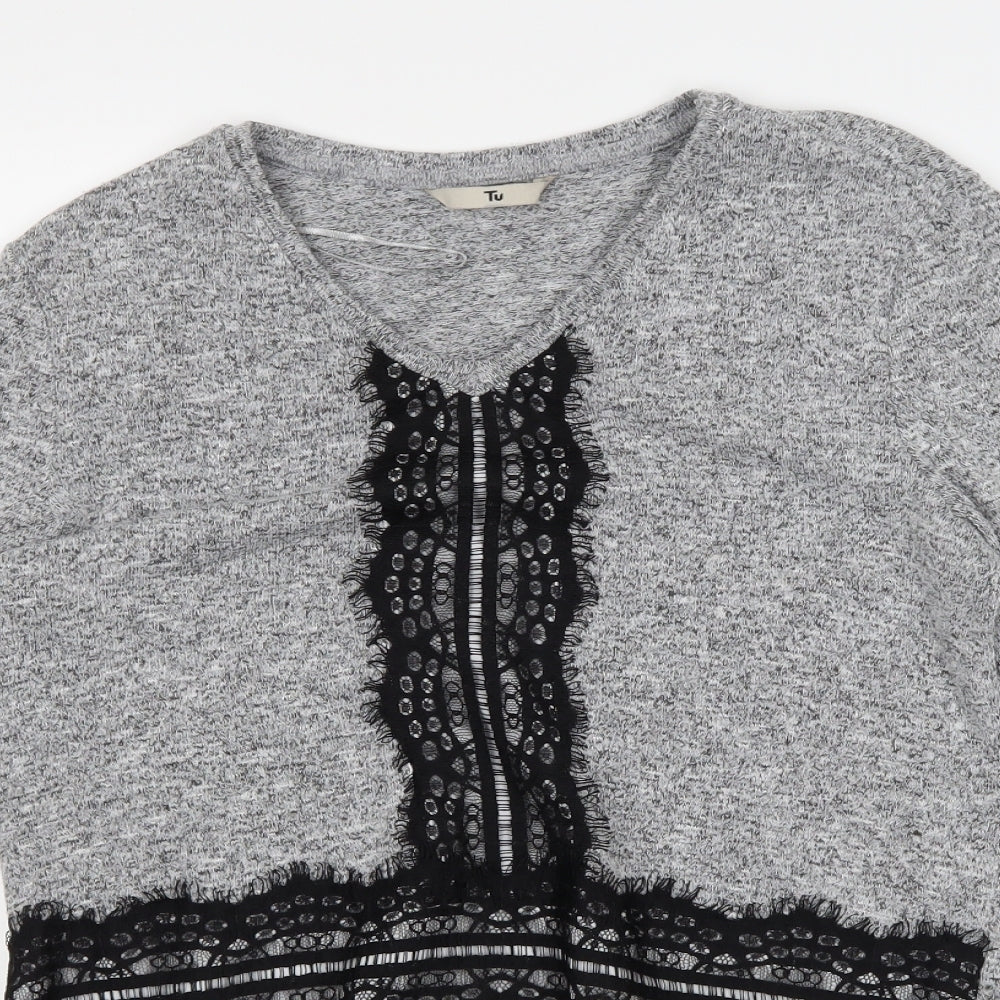 TU Womens Grey  Knit Pullover Jumper Size 12