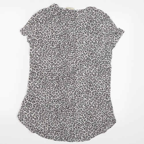 Papaya Womens Grey Animal Print  Basic T-Shirt Size 10