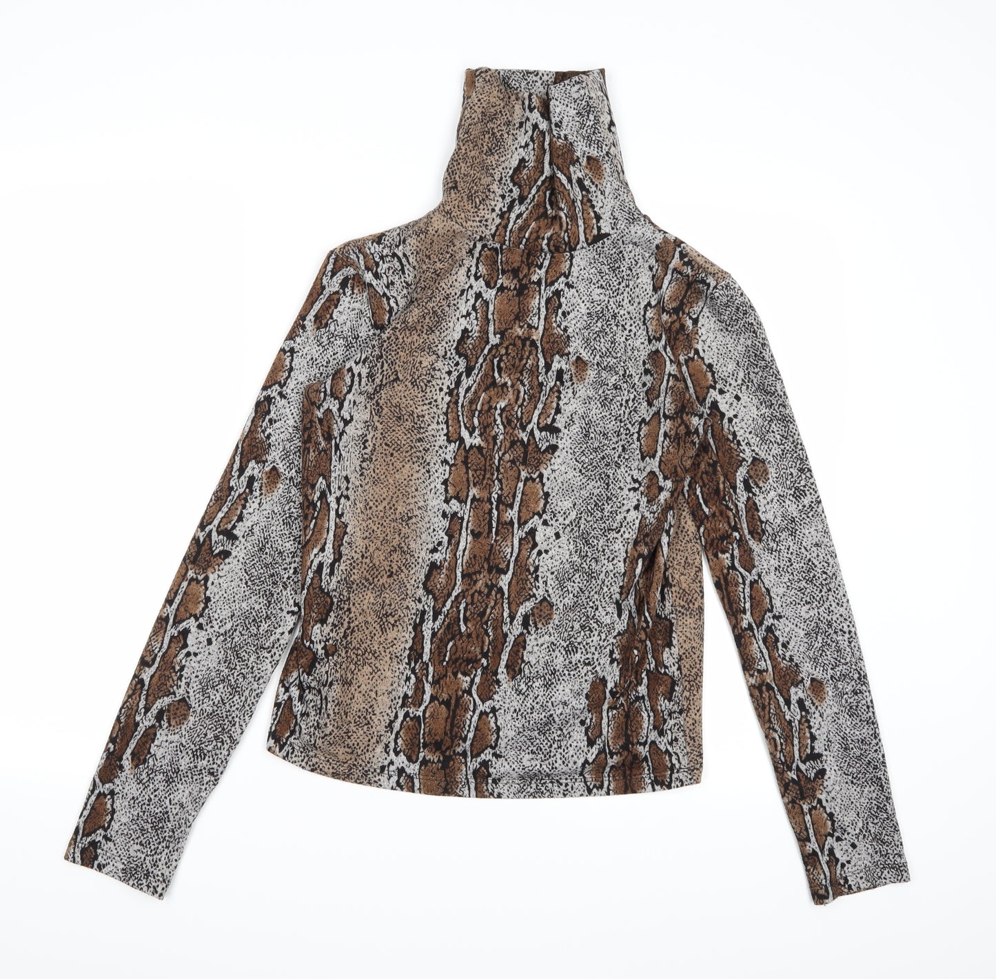 Zara Womens Grey Animal Print Knit Pullover Jumper Size M