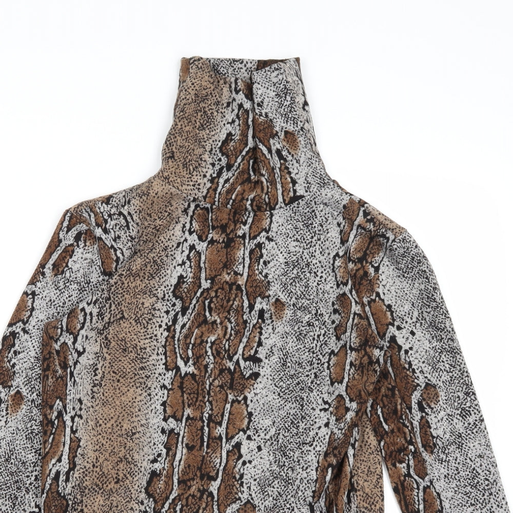 Zara Womens Grey Animal Print Knit Pullover Jumper Size M