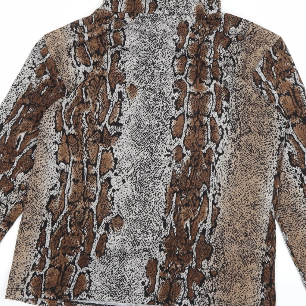 Zara Womens Grey Animal Print Knit Pullover Jumper Size M