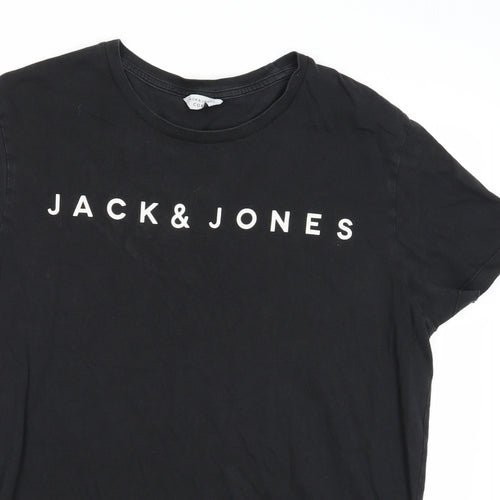 JACK & JONES Mens Black    T-Shirt Size L