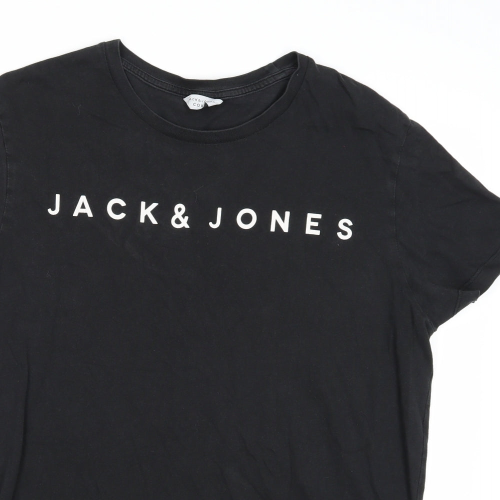 JACK & JONES Mens Black    T-Shirt Size L