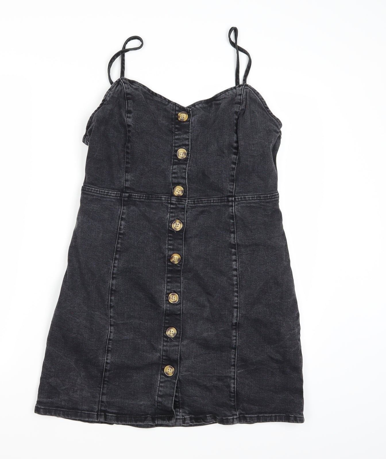 Denim Co. Womens Black Striped Denim A-Line  Size 14