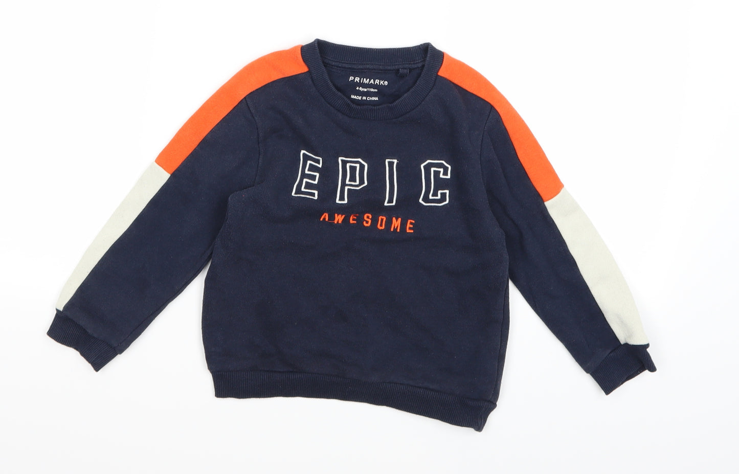 Primark Boys Blue  Jersey Pullover Sweatshirt Size 4-5 Years