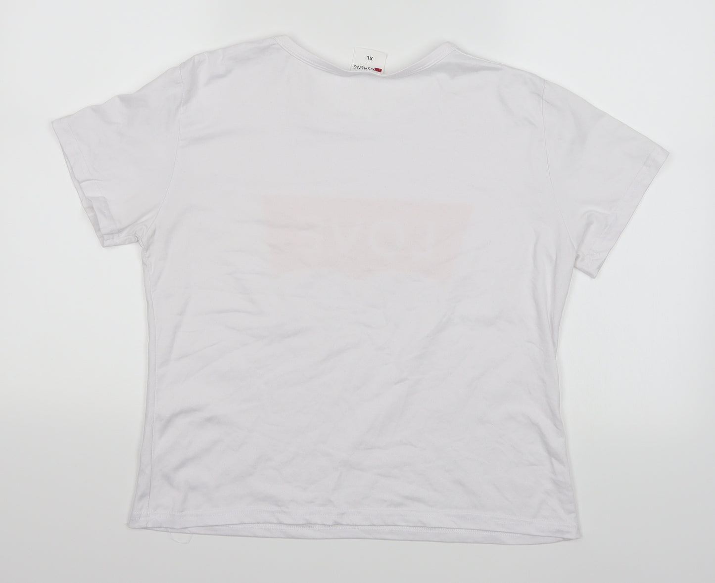JIEXISHENG Womens White   Basic T-Shirt Size XL  - Love