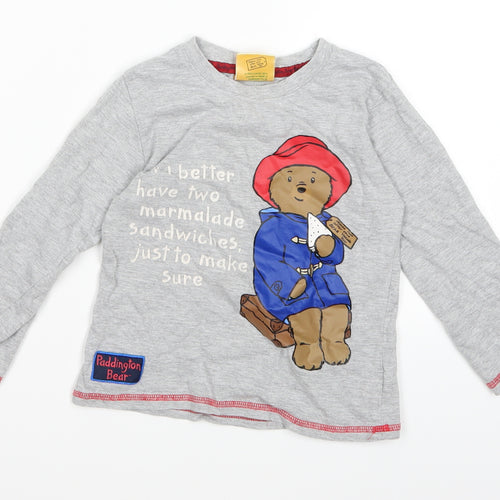 Matalan Boys Grey   Basic T-Shirt Size 3-4 Years  - Paddington Bear
