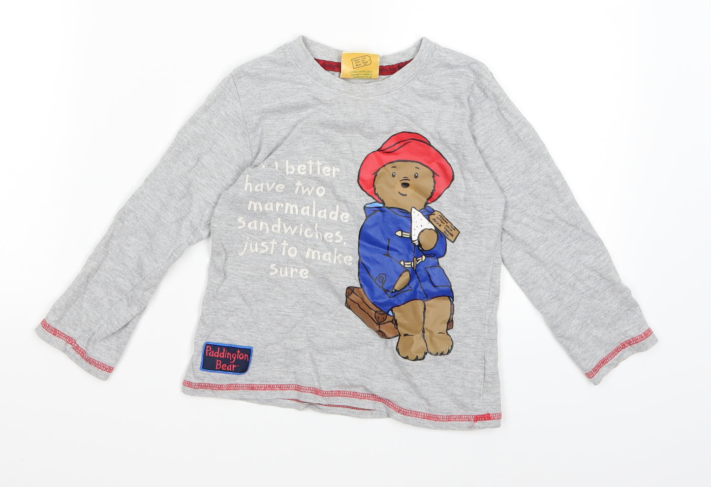 Matalan Boys Grey   Basic T-Shirt Size 3-4 Years  - Paddington Bear