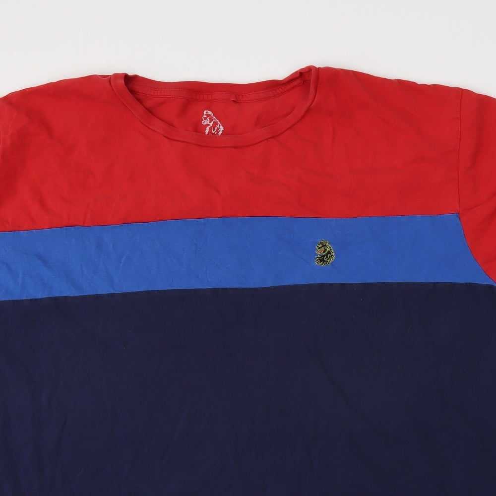Luke Mens Multicoloured Striped   T-Shirt Size 5XL