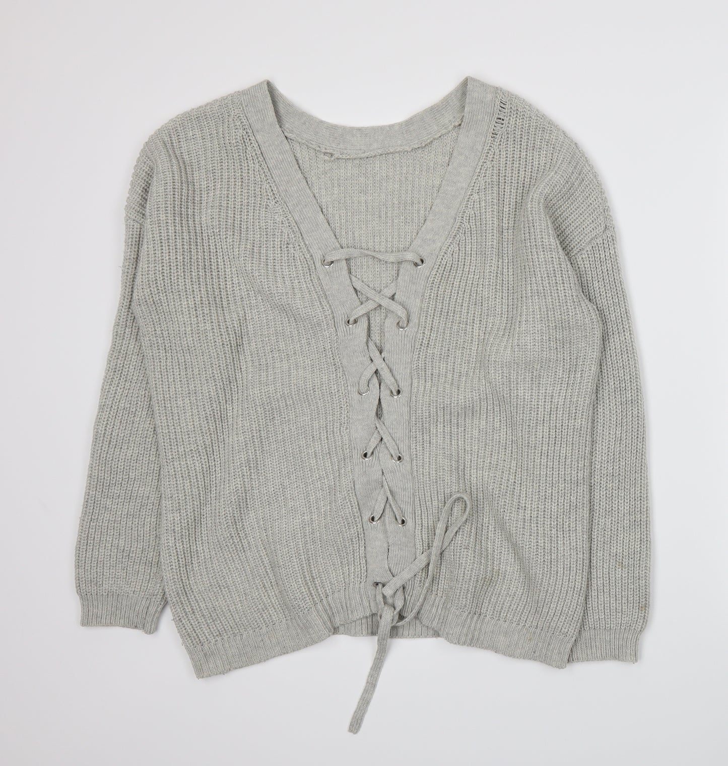 Primark Womens Grey  Knit Cardigan Jumper Size 14