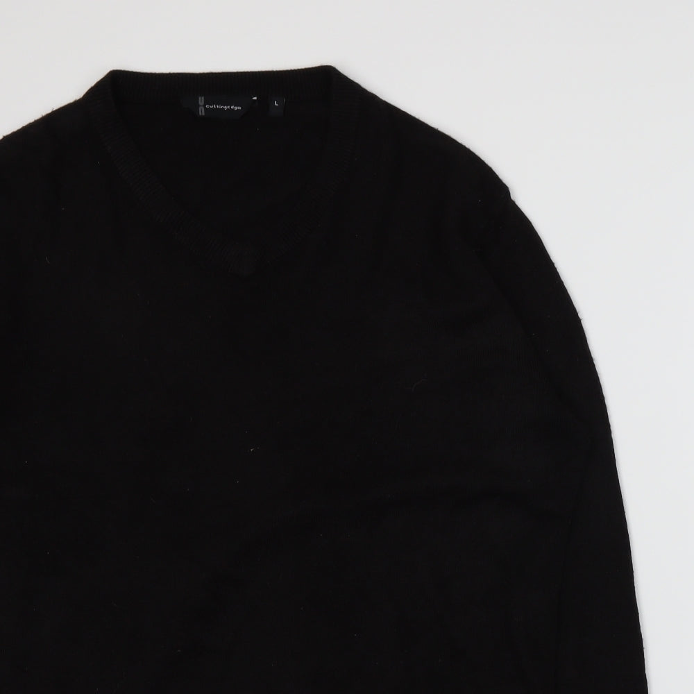 Cutting Edge Mens Black  Knit Pullover Jumper Size L