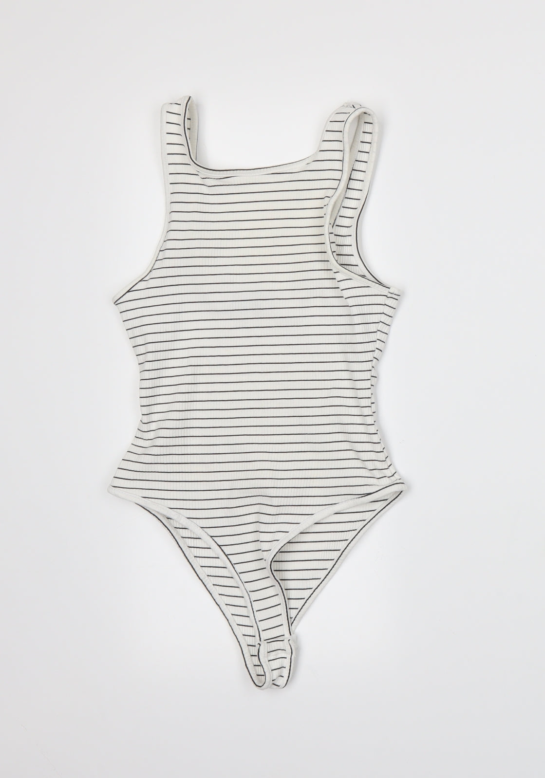 New Look Womens White Striped  Bodysuit One-Piece Size 8