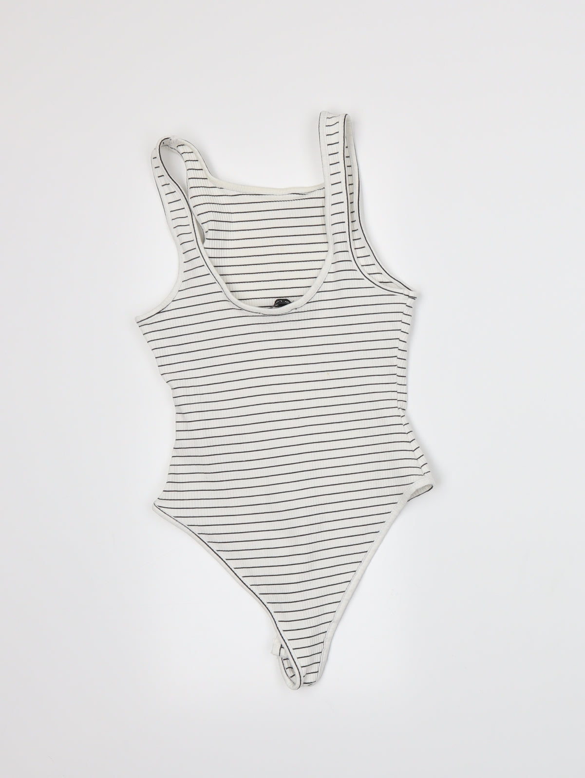New Look Womens White Striped  Bodysuit One-Piece Size 8