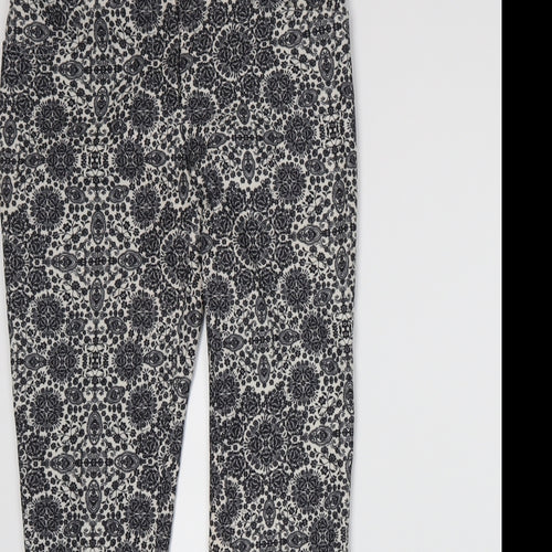New Look Womens Black Floral  Trousers  Size 10 L27 in