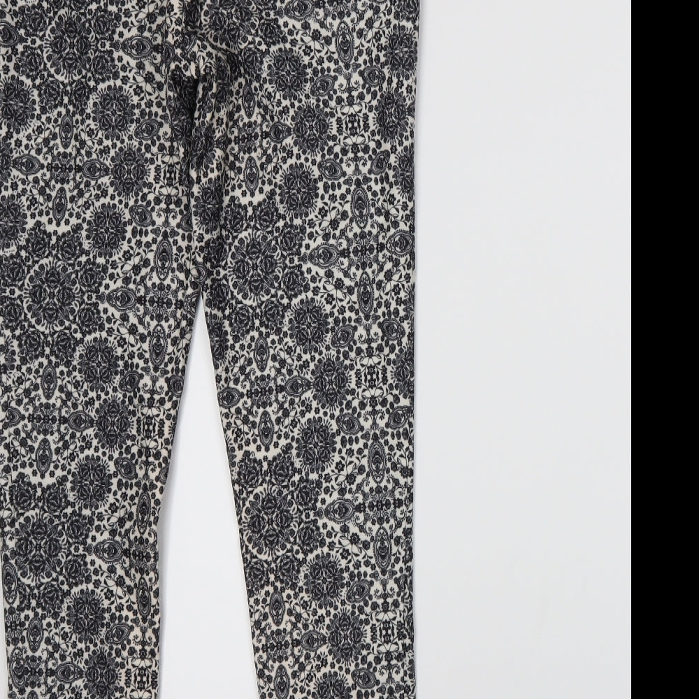 New Look Womens Black Floral  Trousers  Size 10 L27 in