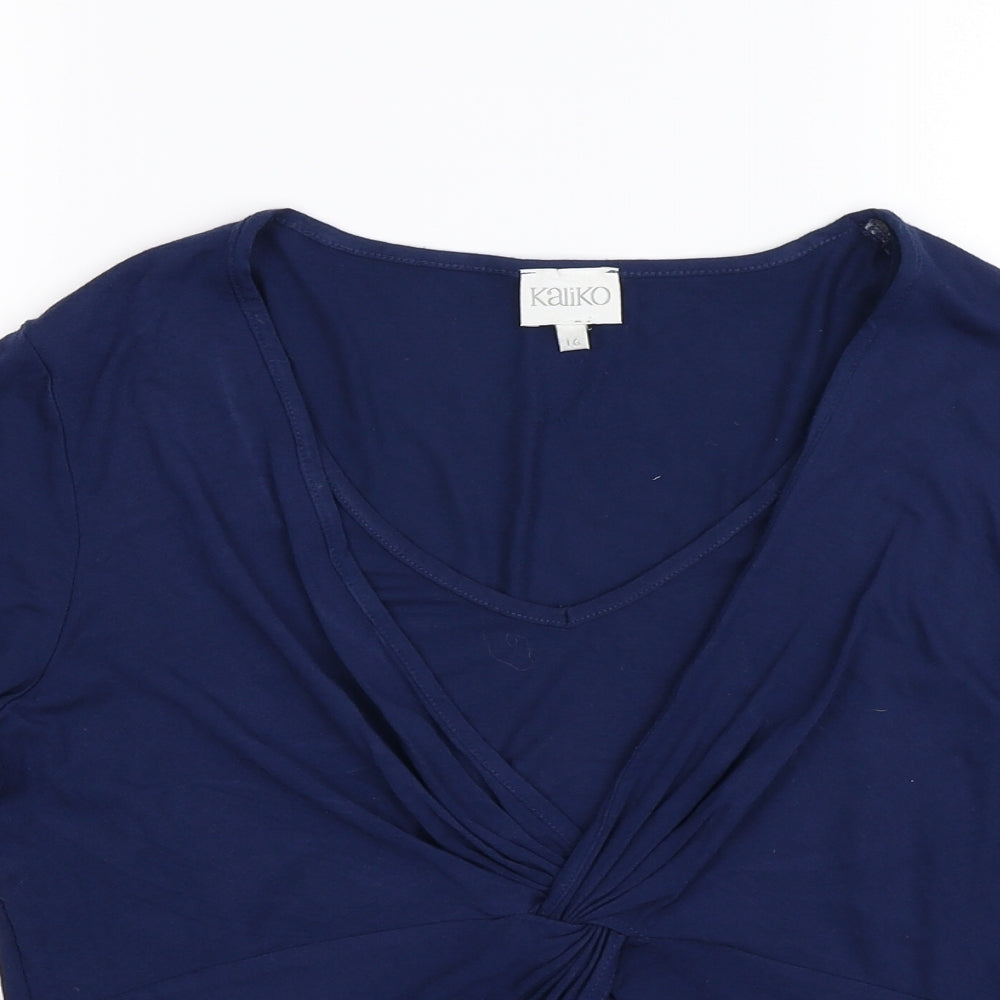 kalico Womens Blue   Wrap Blouse Size 16