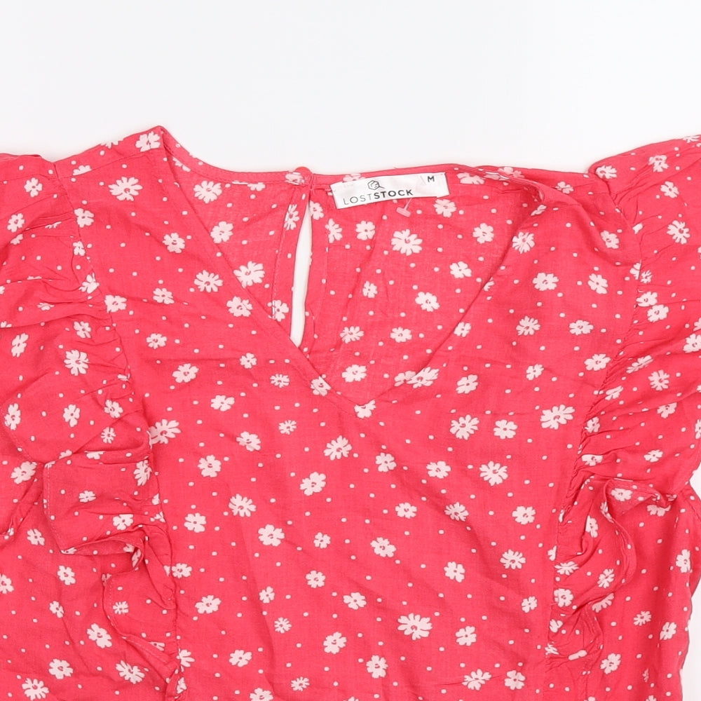 lost stock Womens Pink Floral  Tunic T-Shirt Size M