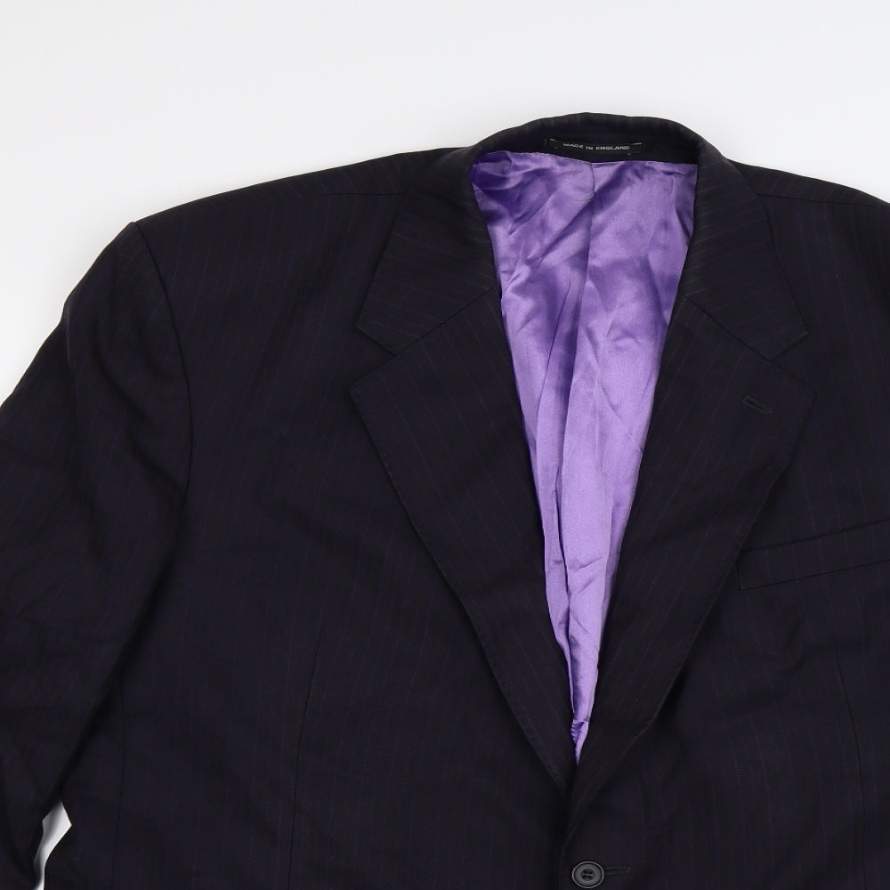 fielding nicholson Mens Purple Striped  Jacket Suit Jacket Size 44