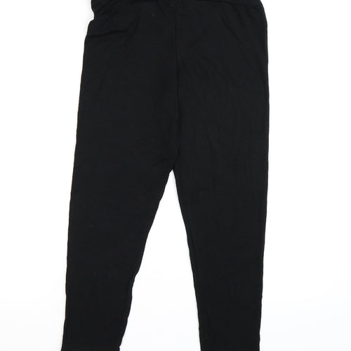 Boohoo Womens Black  Ramie Cropped Leggings Size 16 L21 in